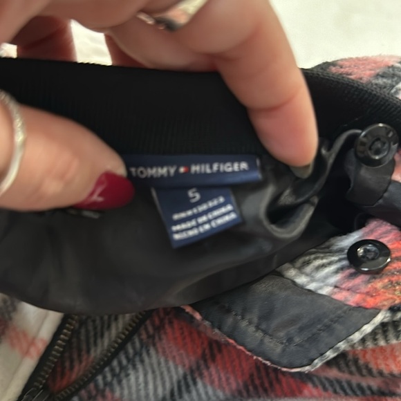 Tommy Hilfiger Plaid Bomber Jacket - Red,Black,Pink size 5 Full Zip - Picture 3 of 8